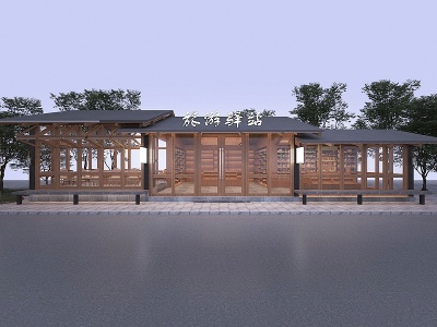 中式风格驿站建筑模型