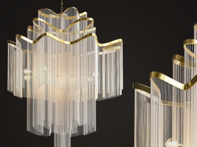 3d现代金属水晶灯吊灯模型