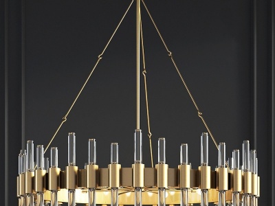 3d现代金属玻璃吊灯水晶灯模型
