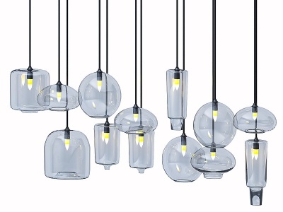 3d简欧餐厅玻璃灯具模型