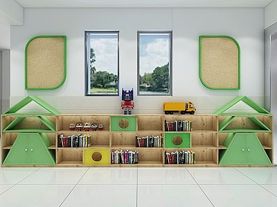 3d现代造型书柜模型