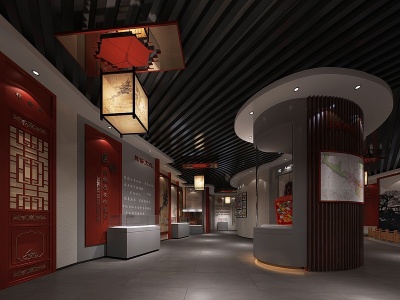 中式民俗文化展厅模型3d模型