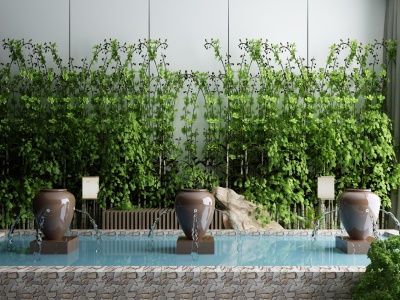 3d庭院水景小品流水喷泉模型