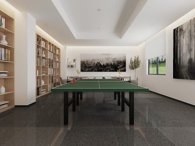 3d现代乒乓球室模型