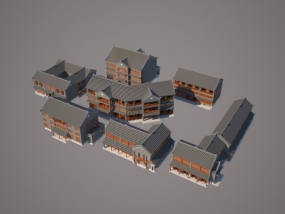 3d中式古建街模型