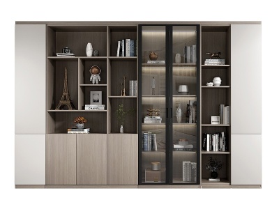 3d现代书柜装饰边柜模型
