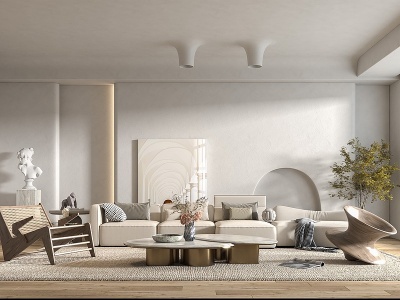 3d侘寂家居客厅模型