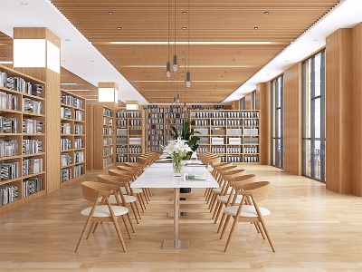 现代图书馆阅览室模型3d模型