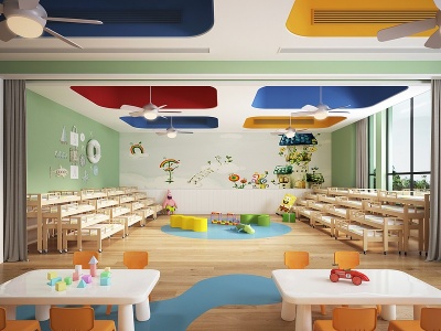 现代幼儿园教室模型3d模型