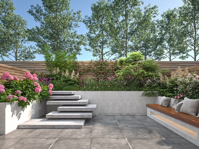 3d现代庭院景观模型
