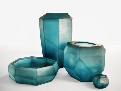 3d现代玻璃花瓶摆件陈设品模型