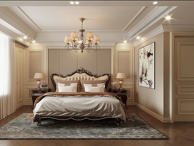 3d新古典家居卧室模型