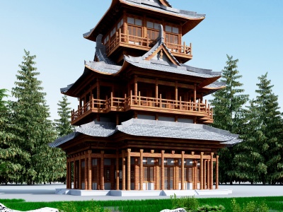 3d中式古建筑模型