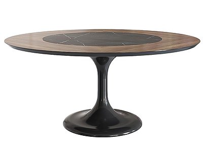 现代大理石实木餐桌椅模型