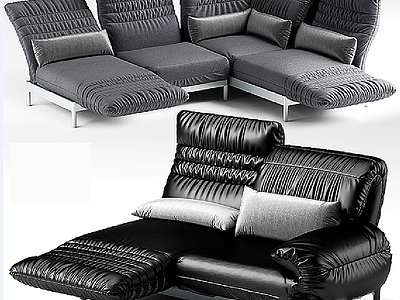 现代皮质沙发3d模型