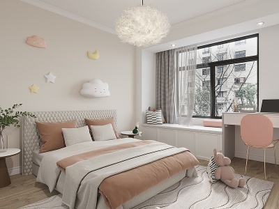 现代女儿房卧室模型3d模型