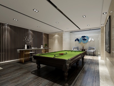 新中式地下室台球室茶室模型3d模型