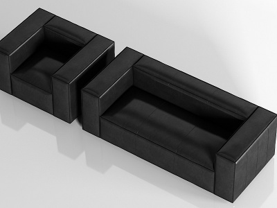 3d现代休闲办公皮革多人沙发模型