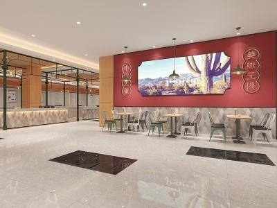 3d现代快餐厅餐饮空间模型