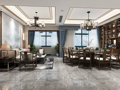 新中式酒店豪华包厢模型3d模型