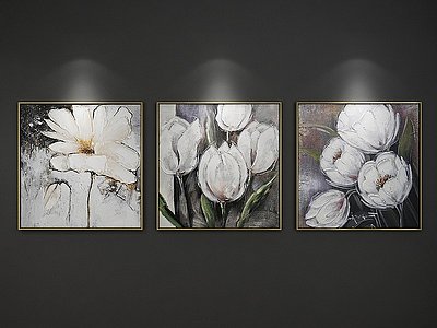 3d现代花卉抽象装饰挂画模型