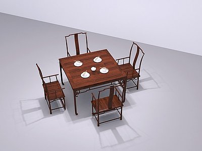 3d新古典唐代古风桌椅家具模型