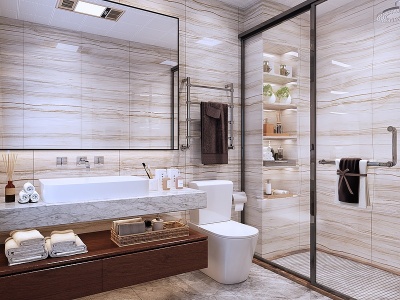 现代卫生间浴室淋浴房模型3d模型