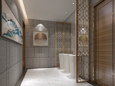 3d新中式会所酒店卫生间模型
