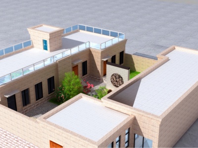 室外别墅建筑模型