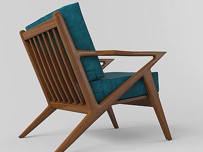 3d现代木质布艺扶椅模型