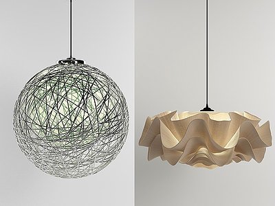 3d北欧金属镂空个性吊灯模型