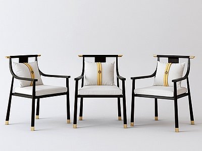 3d新中式休闲椅餐椅洽谈椅模型