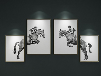 3d北欧抽象骑马艺术装饰挂画模型