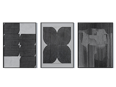3d高级黑白灰抽象图案挂画模型