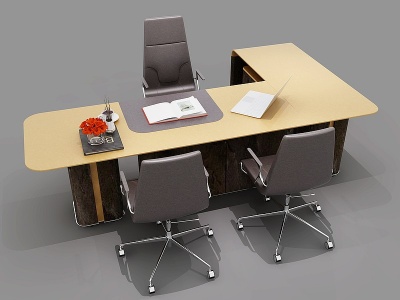 3d现代办公桌班台模型
