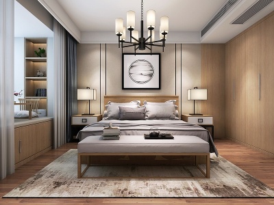 新中式简约卧室模型3d模型