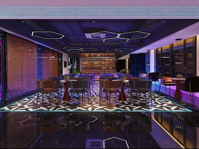 3d工业风酒吧娱乐空间模型