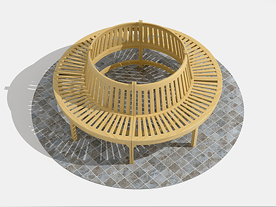 3d户外环形圆形公园景观座椅模型