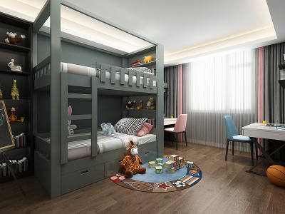 北欧儿童房上下床模型3d模型