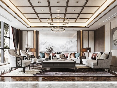 新中式家居客厅模型3d模型