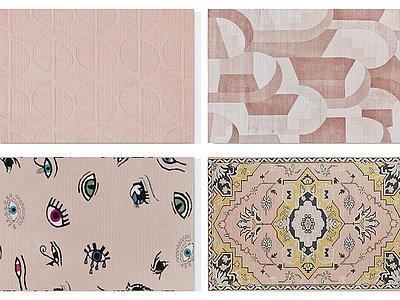 3d高级<font class='myIsRed'>粉色</font>抽象花纹地毯组合模型