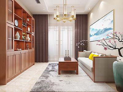 中式休息室装饰品装饰柜模型3d模型