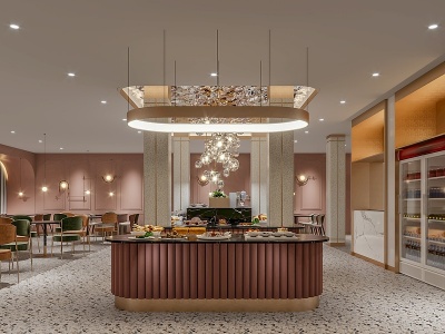 3d现代酒店餐厅模型