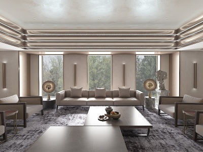 3d现代客厅现代沙发茶几组合模型
