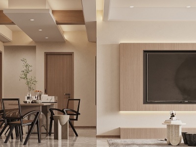 3d现代欧式客餐厅模型