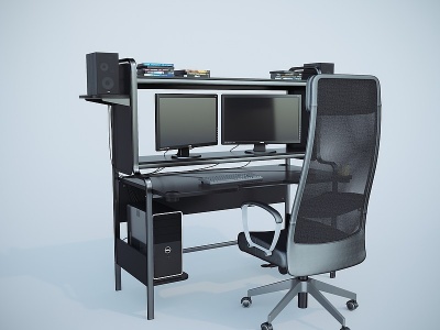 现代电脑桌办公桌模型3d模型