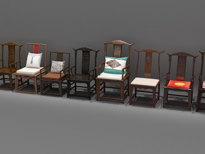 3d中式古典实木家具椅子模型