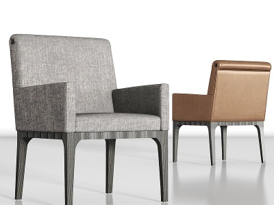 3d新中式布艺皮革单椅组合模型