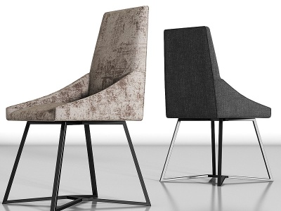 3d现代金属绒布单椅组合模型