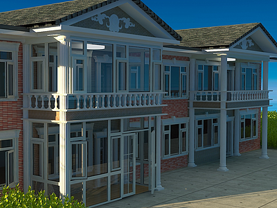 简欧独栋别墅门窗改造模型3d模型
